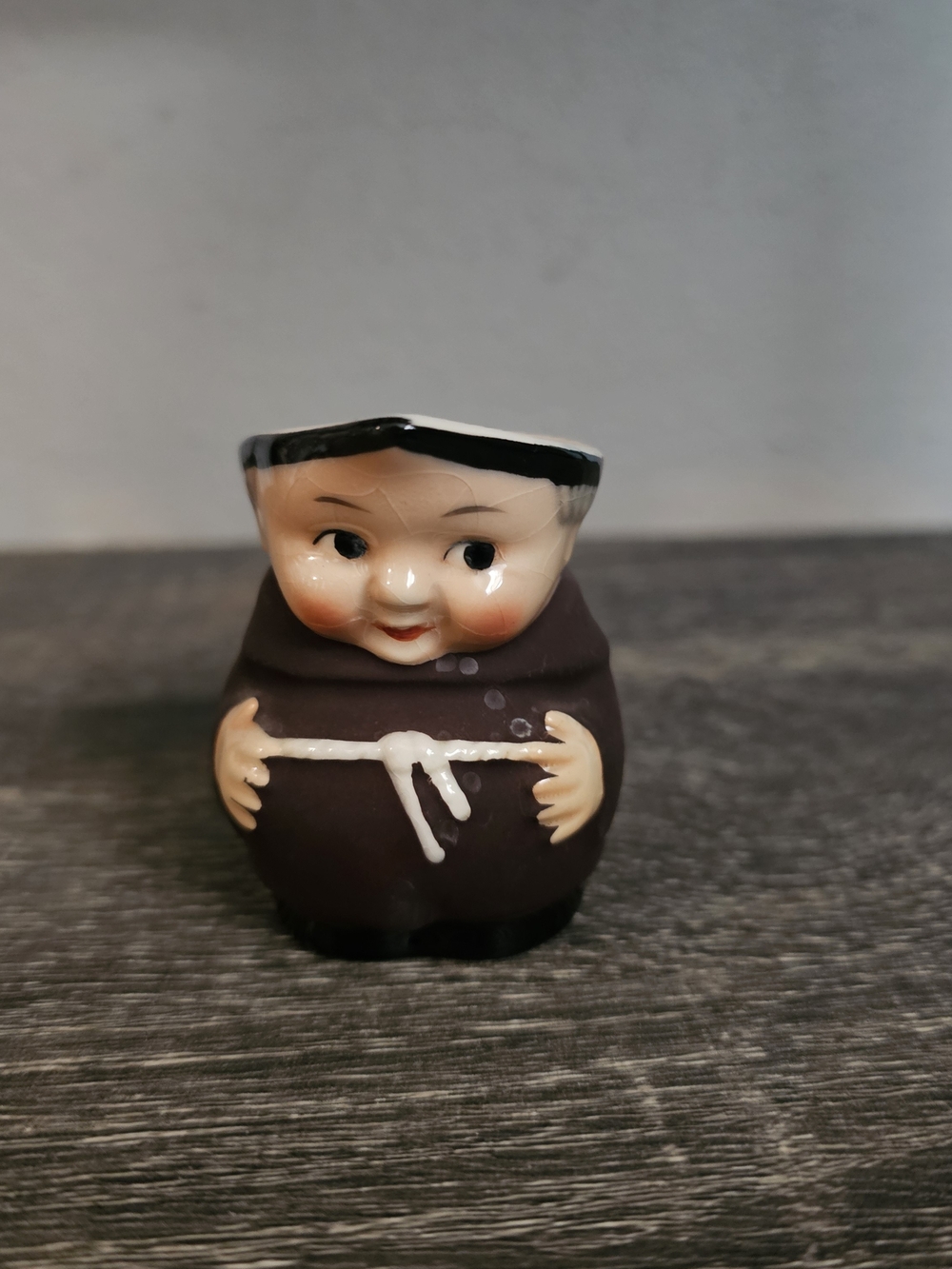 Goebel Brown and White Ceramic Monk Figurine
